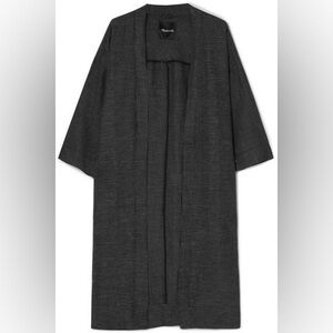 Madewell Checked Linen Blend Open Kimono Sleeve Black White Grid Print XXS